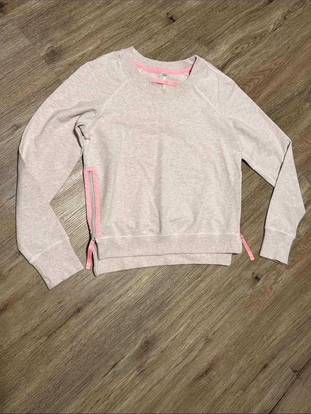 lululemon athletica Light Heather Pink Sweatshirt with Pink Trim and Side Zipper